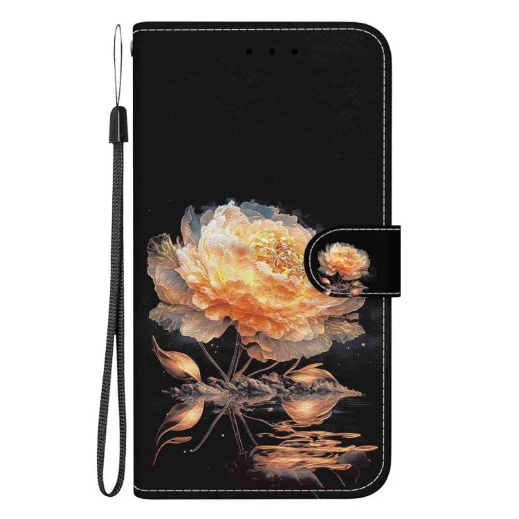 For Xiaomi 17 Max 5G Crystal Texture Colored Drawing Leather Phone Case(Gold Peony) - Image 2