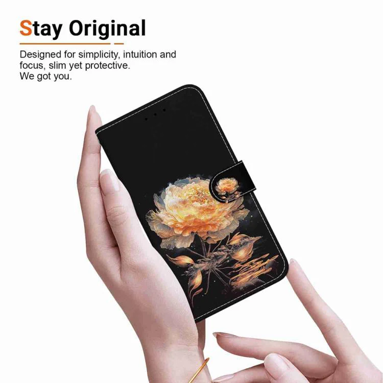 For Xiaomi 17 Max 5G Crystal Texture Colored Drawing Leather Phone Case(Gold Peony) - Image 6