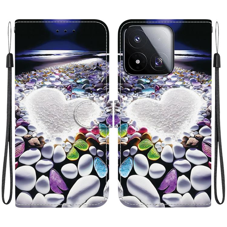 For Xiaomi 17 Max 5G Crystal Texture Colored Drawing Leather Phone Case(Heart Shaped)