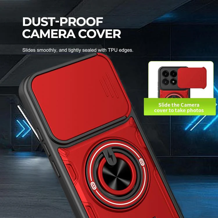 For Xiaomi 17 Multifunctional Sliding Camshield Ring Holder Phone Case(Red) - Image 5