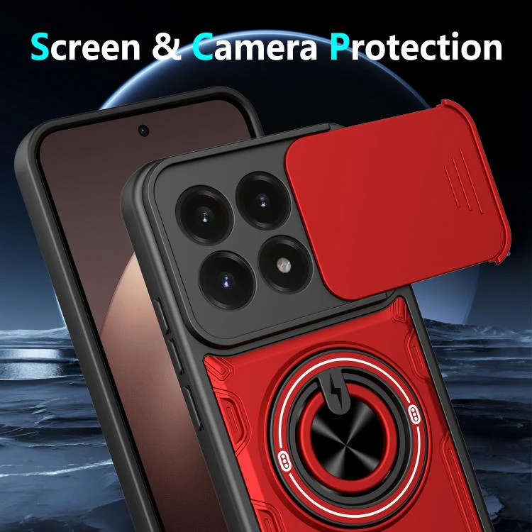 For Xiaomi 17 Multifunctional Sliding Camshield Ring Holder Phone Case(Red) - Image 8