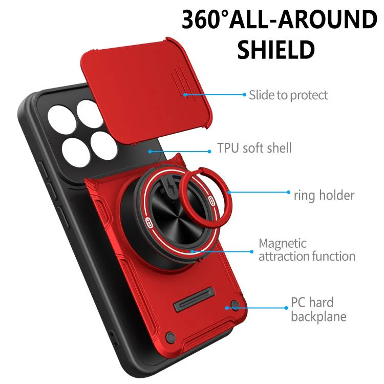 For Xiaomi 17 Multifunctional Sliding Camshield Ring Holder Phone Case(Red) - Image 9