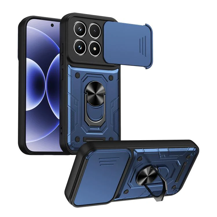 For Xiaomi 17 Nanshan Armor Sliding Camshield Ring Holder Phone Case(Blue)