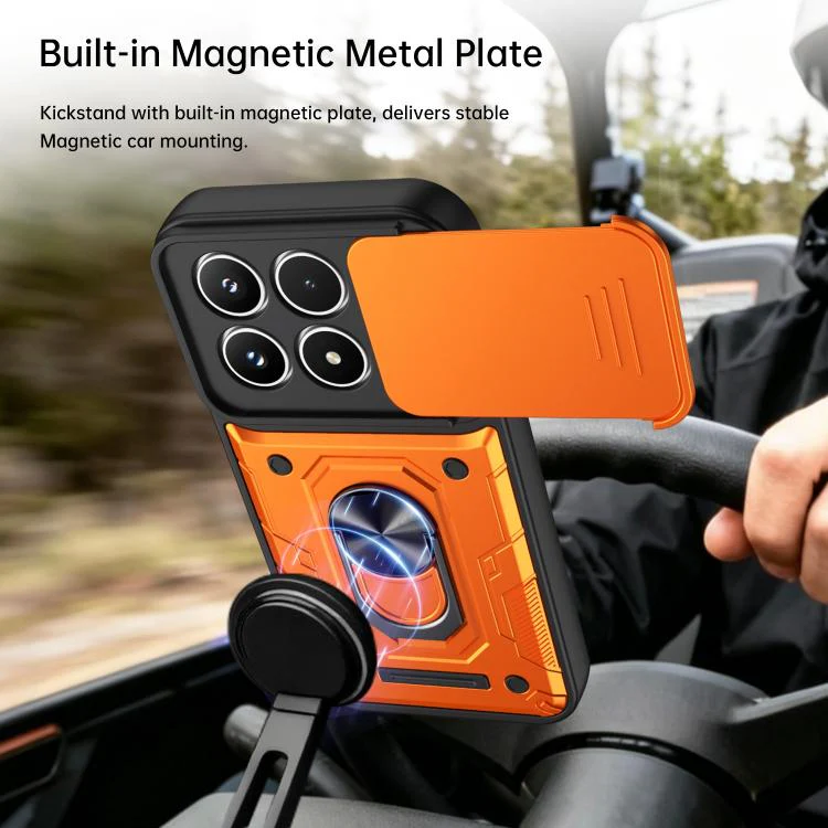 For Xiaomi 17 Nanshan Armor Sliding Camshield Ring Holder Phone Case(Orange) - Image 6
