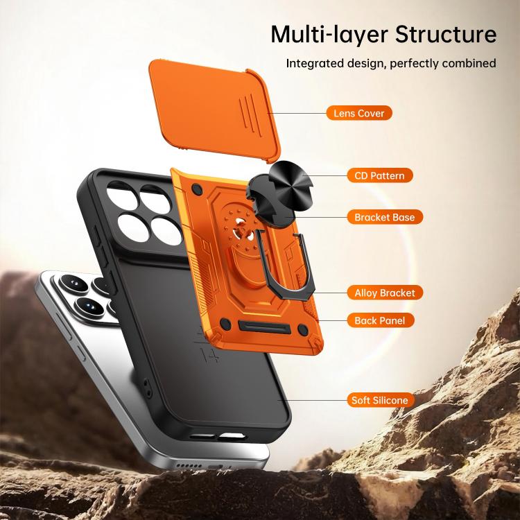 For Xiaomi 17 Nanshan Armor Sliding Camshield Ring Holder Phone Case(Red) - Image 8