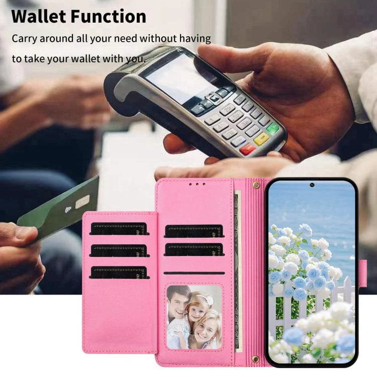 For Xiaomi 17 Pro 5G Butterfly Flower Zipper Wallet Vegan Leather Phone Case with Strap(Pink) - Image 7