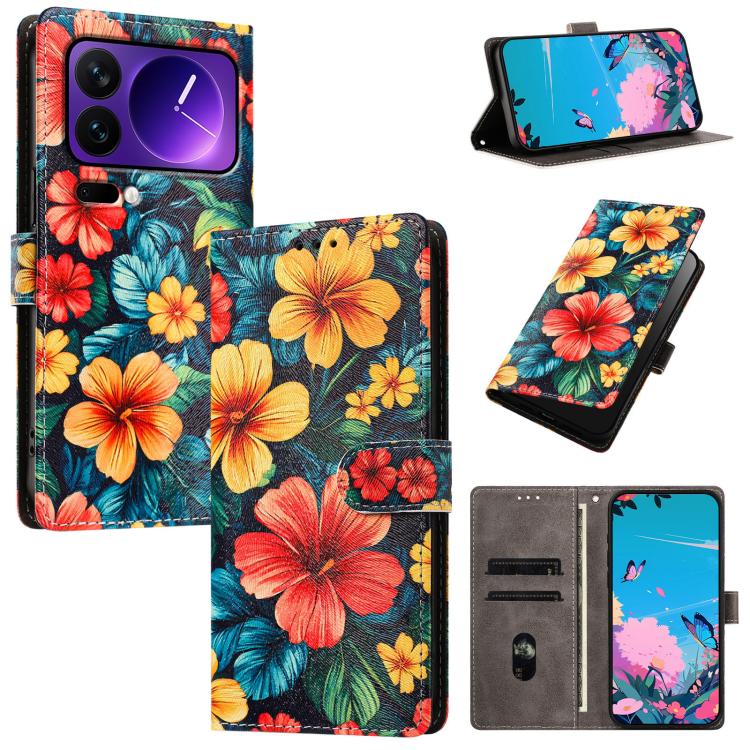 For Xiaomi 17 Pro CH002 Colored Drawing Buckle Clasp Vegan Leather Phone Case(Hibiscus) - Image 2