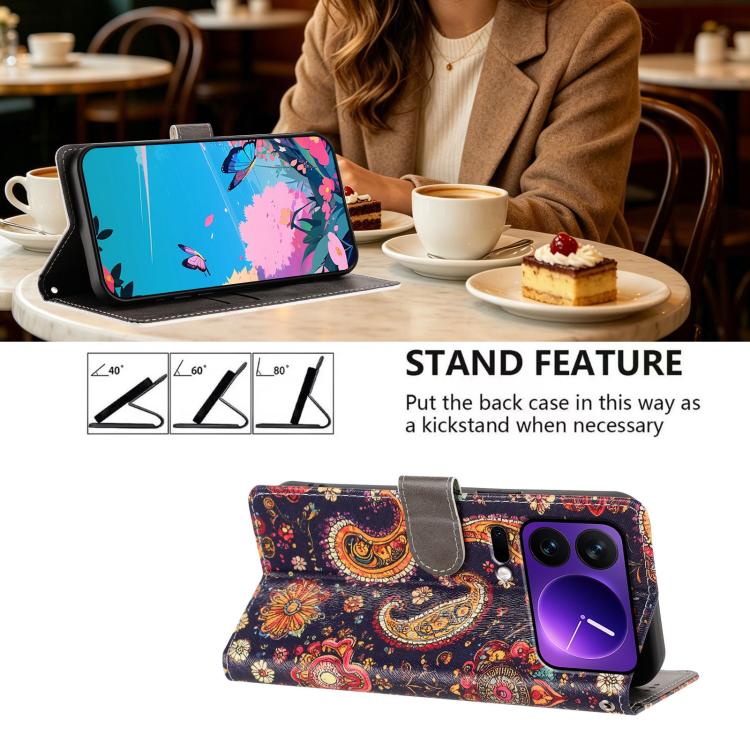 For Xiaomi 17 Pro CH002 Colored Drawing Buckle Clasp Vegan Leather Phone Case(Paisley Pattern) - Image 7