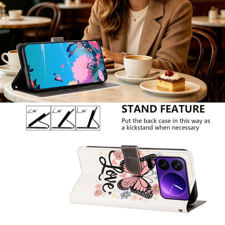 For Xiaomi 17 Pro CH002 Colored Drawing Buckle Clasp Vegan Leather Phone Case(Pink Butterflies) - Image 7