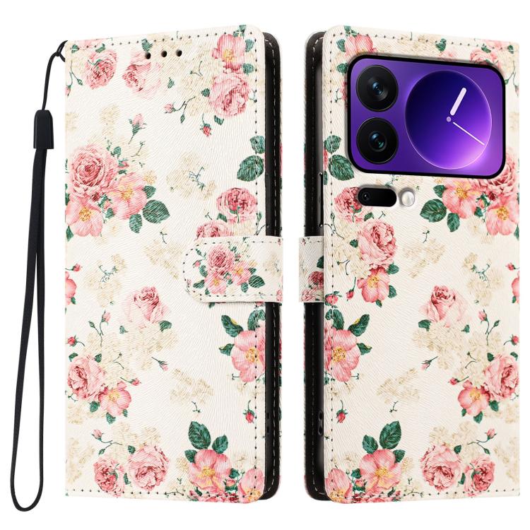 For Xiaomi 17 Pro CH002 Colored Drawing Buckle Clasp Vegan Leather Phone Case(Roses)