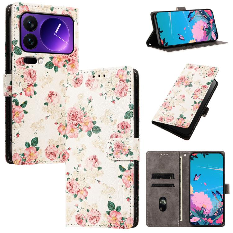 For Xiaomi 17 Pro CH002 Colored Drawing Buckle Clasp Vegan Leather Phone Case(Roses) - Image 2