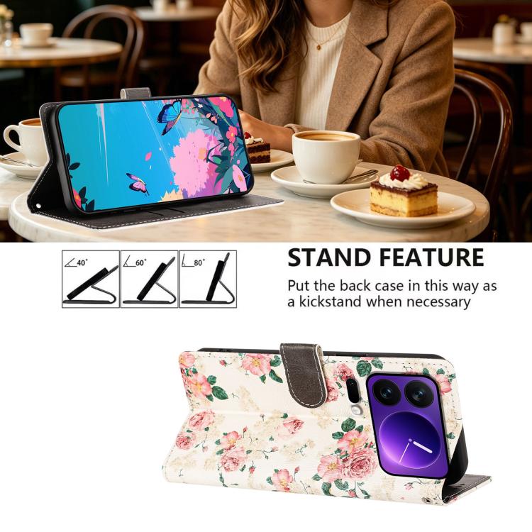 For Xiaomi 17 Pro CH002 Colored Drawing Buckle Clasp Vegan Leather Phone Case(Roses) - Image 7