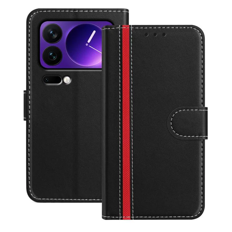 For Xiaomi 17 Pro Color Block Card Slots Vegan Leather Phone Case(Black)
