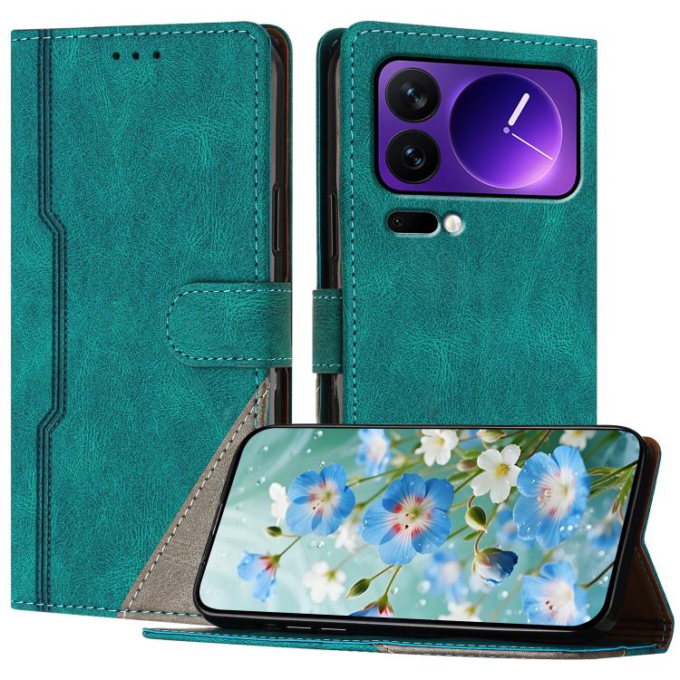 For Xiaomi 17 Pro Color Matching Buckle Clasp Vegan Leather Phone Case(Green)