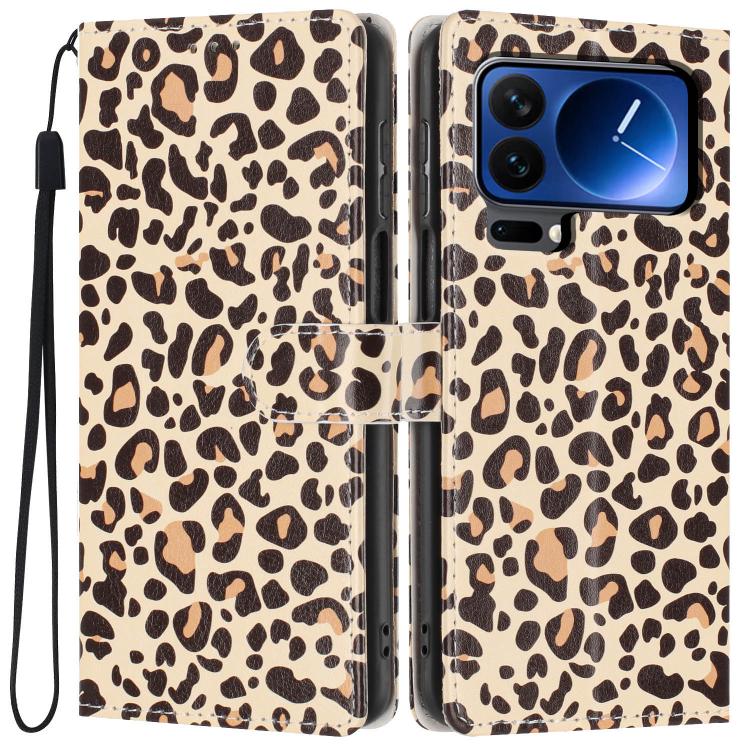 For Xiaomi 17 Pro Colorful Painting Vegan Leather Phone Case with Lanyard(Leopard Print)