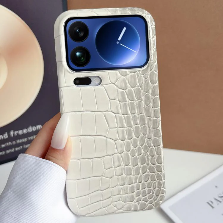 For Xiaomi 17 Pro Gradient Crocodile Texture PU Hybrid PC Phone Case(Left and Right Dark Grey White)