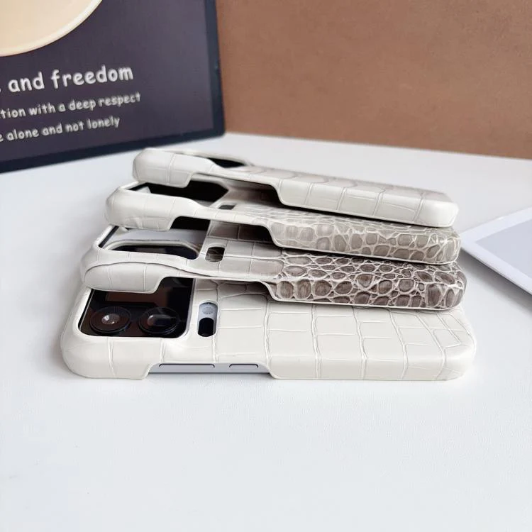 For Xiaomi 17 Pro Gradient Crocodile Texture PU Hybrid PC Phone Case(Left and Right Light Grey White) - Image 4