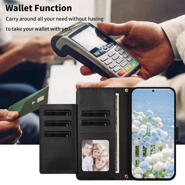 For Xiaomi 17 Pro Max 5G Butterfly Flower Zipper Wallet Vegan Leather Phone Case with Strap(Black) - Image 7