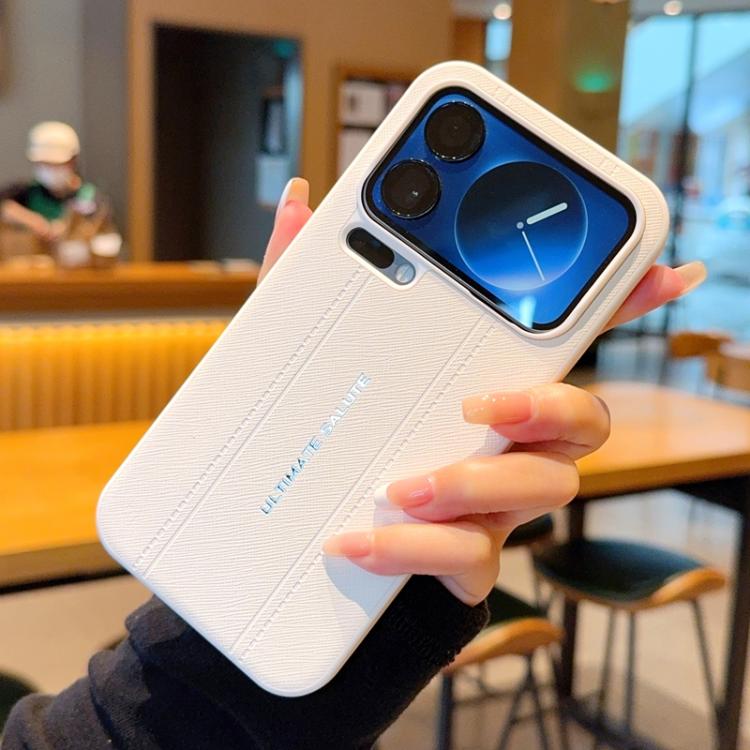 For Xiaomi 17 Pro Max Metal Camera Lens Frame Buttons Vegan Leather Phone Case(White)