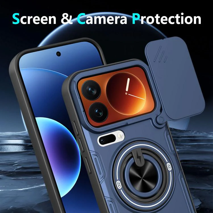 For Xiaomi 17 Pro Max Multifunctional Sliding Camshield Ring Holder Phone Case(Orange) - Image 8