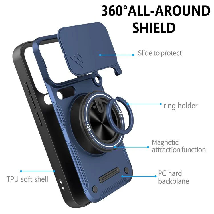 For Xiaomi 17 Pro Max Multifunctional Sliding Camshield Ring Holder Phone Case(Orange) - Image 9