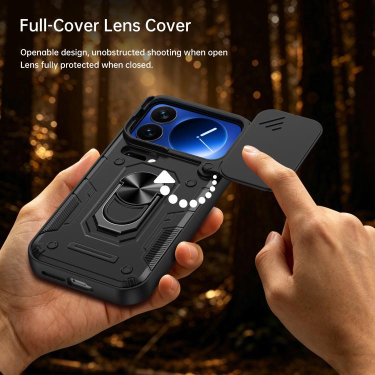 For Xiaomi 17 Pro Max Nanshan Armor Sliding Camshield Ring Holder Phone Case(Blue) - Image 5