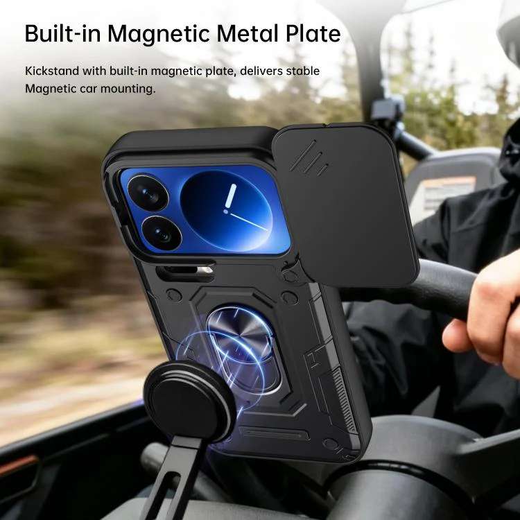 For Xiaomi 17 Pro Max Nanshan Armor Sliding Camshield Ring Holder Phone Case(Orange) - Image 6