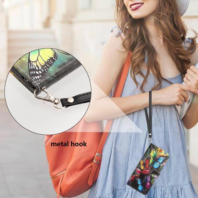 For Xiaomi 17 Pro Max Painted Pattern Vegan Leather Phone Case with Strap(Colorful Butterfly) - Image 5
