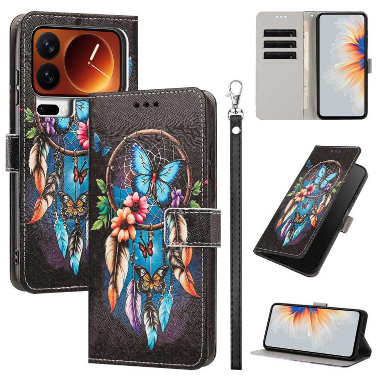 For Xiaomi 17 Pro Max Painted Pattern Vegan Leather Phone Case with Strap(Dreamcatcher)