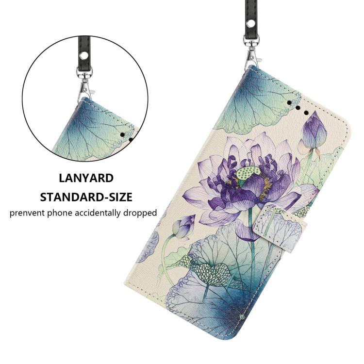 For Xiaomi 17 Pro Max Painted Pattern Vegan Leather Phone Case with Strap(Purple Lotus) - Image 3
