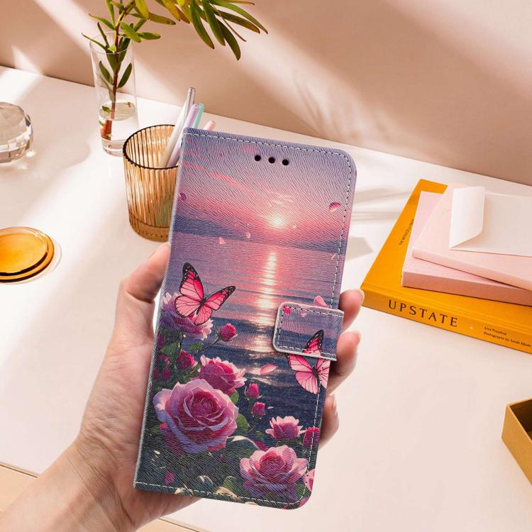 For Xiaomi 17 Pro Max Painted Pattern Vegan Leather Phone Case with Strap(Rose Butterfly) - Image 6