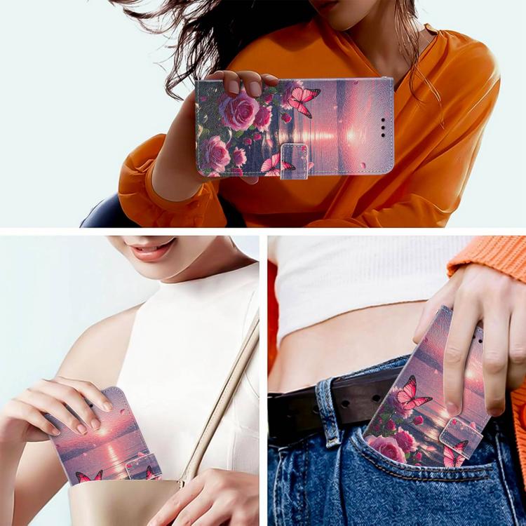 For Xiaomi 17 Pro Max Painted Pattern Vegan Leather Phone Case with Strap(Rose Butterfly) - Image 8