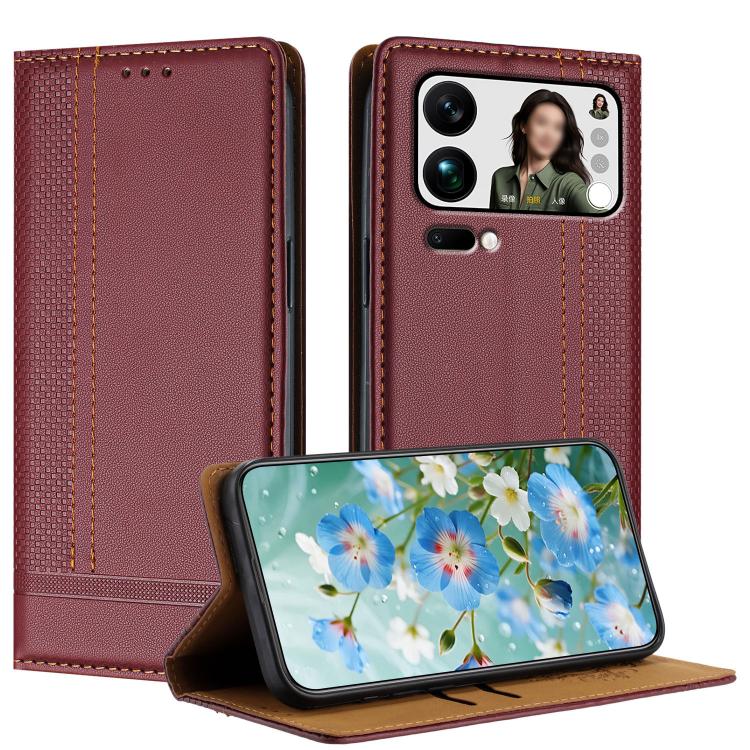 For Xiaomi 17 Pro Max Stitching Design Scratch-Resistant Vegan Leather Phone Case(Wine Red)