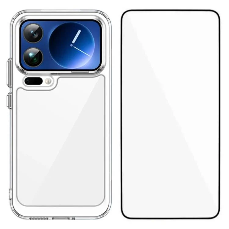 For Xiaomi 17 Pro Max WANLONFENG Electroplated Buttons TPU Acrylic Phone Case with Screen Protector(Transparent)