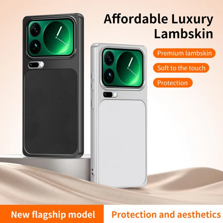 For Xiaomi 17 Pro Max WANLONFENG Lambskin Texture PC TPU Phone Case with 2pcs Screen Films(Black) - Image 2