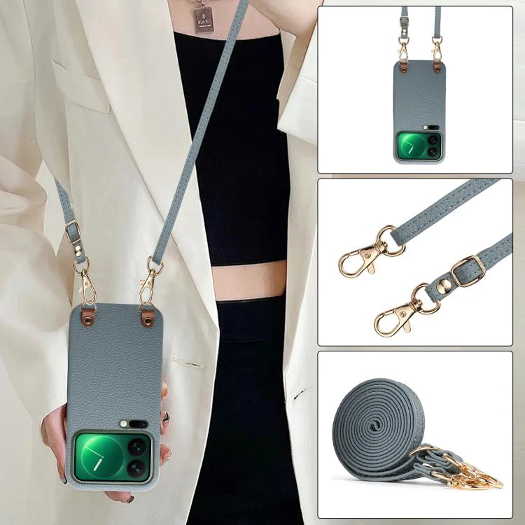 For Xiaomi 17 Pro Metal Buckle Crossbody Lanyard Litchi Texture PU Back Phone Case(Blue) - Image 4
