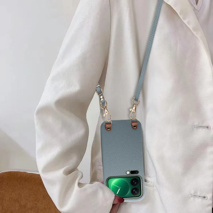 For Xiaomi 17 Pro Metal Buckle Crossbody Lanyard Litchi Texture PU Back Phone Case(Blue) - Image 5