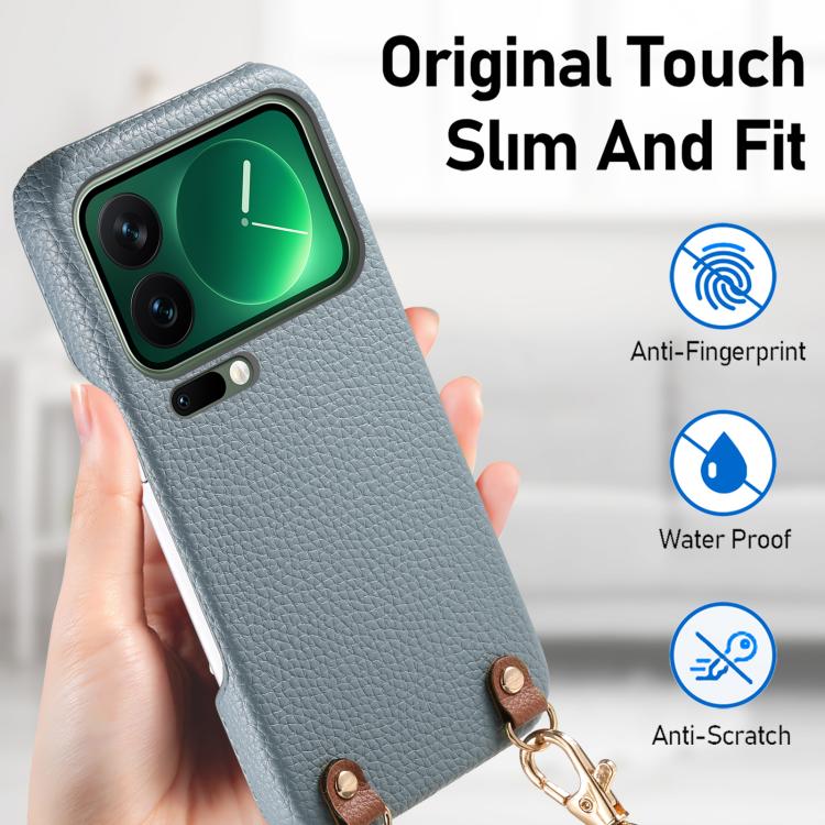 For Xiaomi 17 Pro Metal Buckle Crossbody Lanyard Litchi Texture PU Back Phone Case(Blue) - Image 7