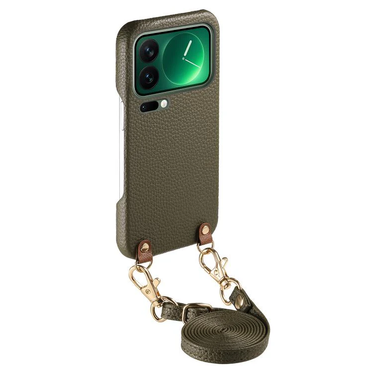 For Xiaomi 17 Pro Metal Buckle Crossbody Lanyard Litchi Texture PU Back Phone Case(Green) - Image 2