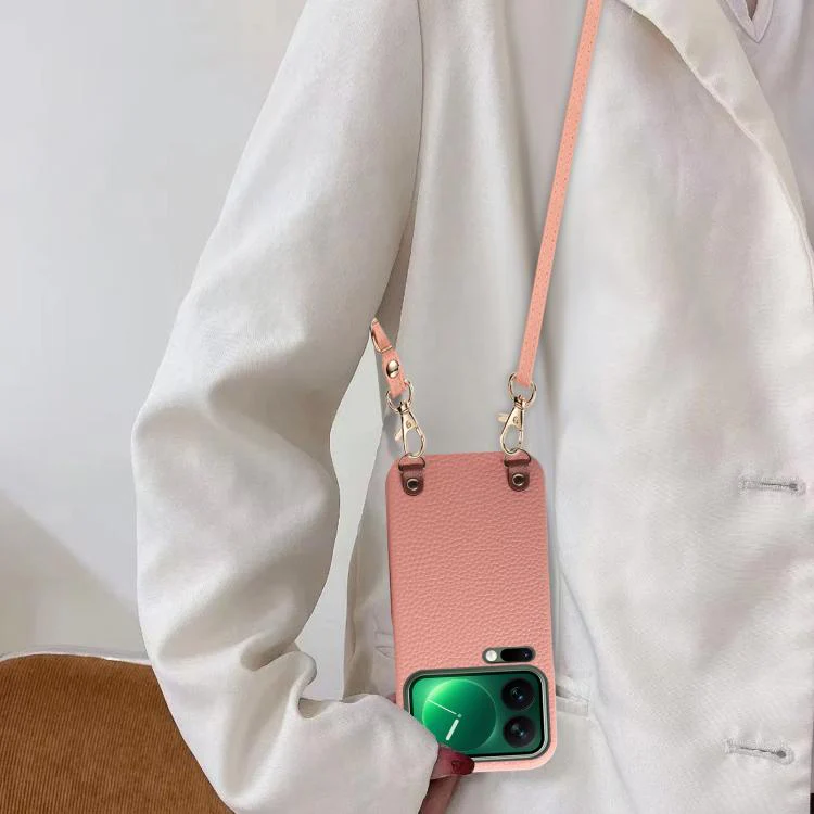 For Xiaomi 17 Pro Metal Buckle Crossbody Lanyard Litchi Texture PU Back Phone Case(Pink) - Image 5