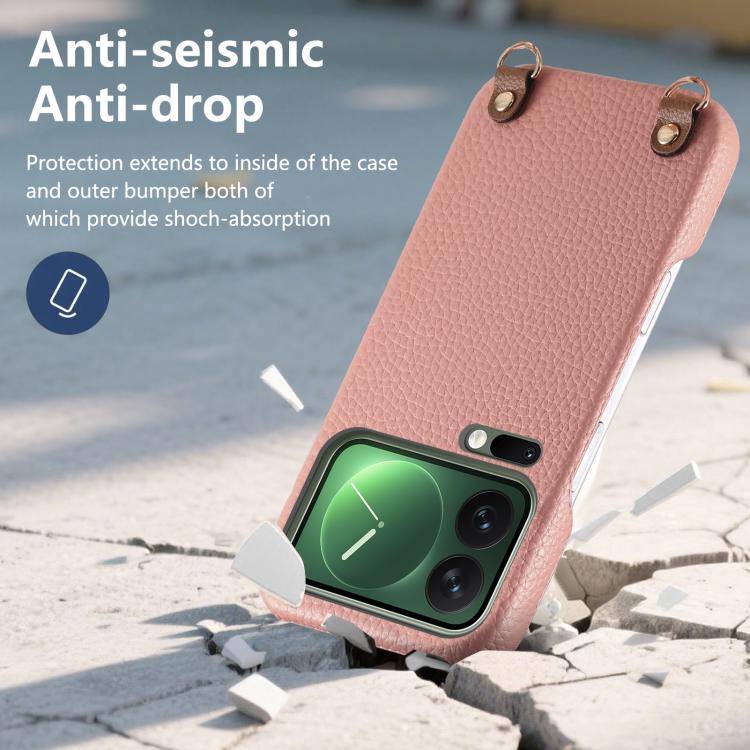 For Xiaomi 17 Pro Metal Buckle Crossbody Lanyard Litchi Texture PU Back Phone Case(Pink) - Image 6