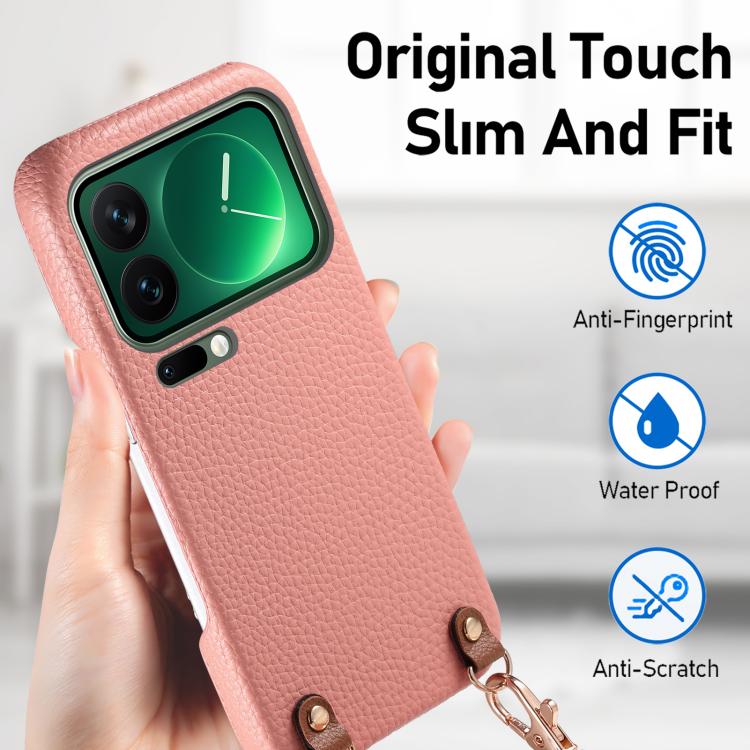 For Xiaomi 17 Pro Metal Buckle Crossbody Lanyard Litchi Texture PU Back Phone Case(Pink) - Image 7