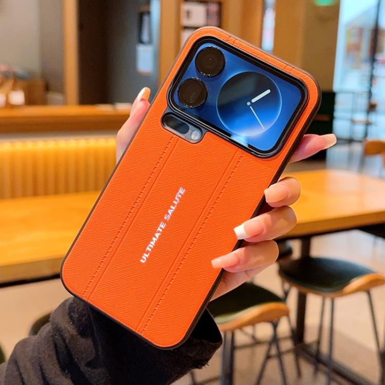 For Xiaomi 17 Pro Metal Camera Lens Frame Buttons Vegan Leather Phone Case(Orange)