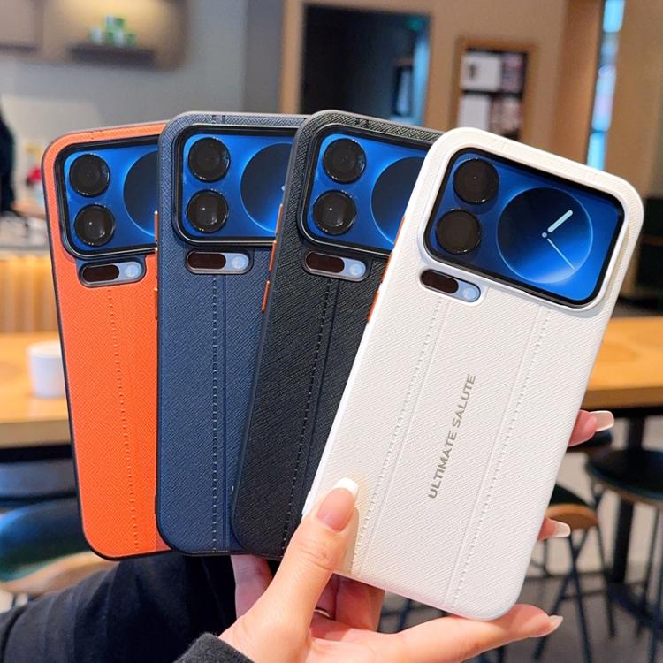 For Xiaomi 17 Pro Metal Camera Lens Frame Buttons Vegan Leather Phone Case(Orange) - Image 2