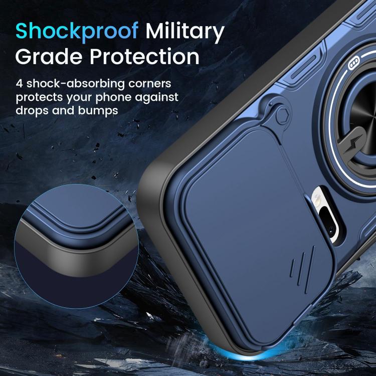 For Xiaomi 17 Pro Multifunctional Sliding Camshield Ring Holder Phone Case(Blue) - Image 4