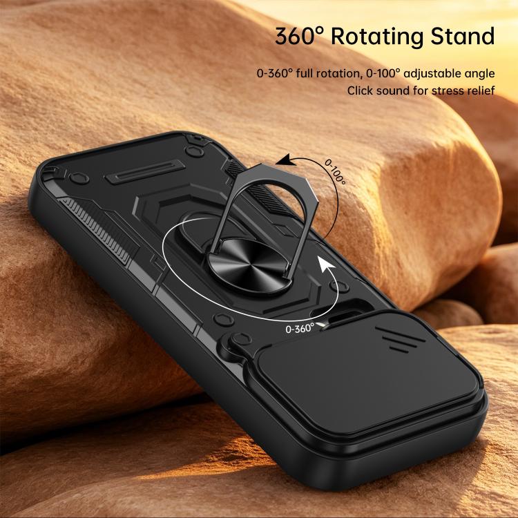 For Xiaomi 17 Pro Nanshan Armor Sliding Camshield Ring Holder Phone Case(Black) - Image 3