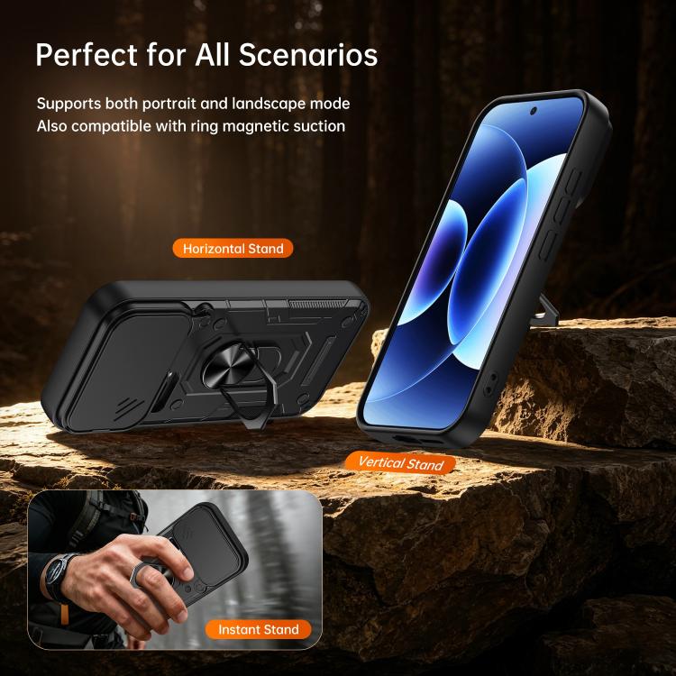 For Xiaomi 17 Pro Nanshan Armor Sliding Camshield Ring Holder Phone Case(Black) - Image 4