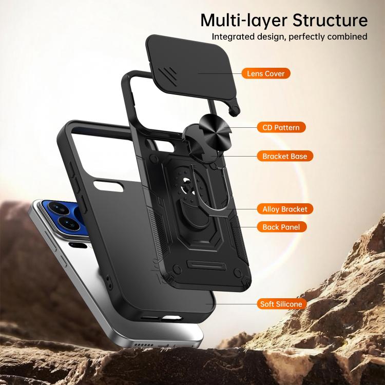 For Xiaomi 17 Pro Nanshan Armor Sliding Camshield Ring Holder Phone Case(Blue) - Image 8