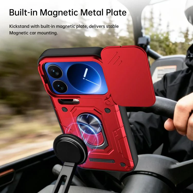 For Xiaomi 17 Pro Nanshan Armor Sliding Camshield Ring Holder Phone Case(Red) - Image 6