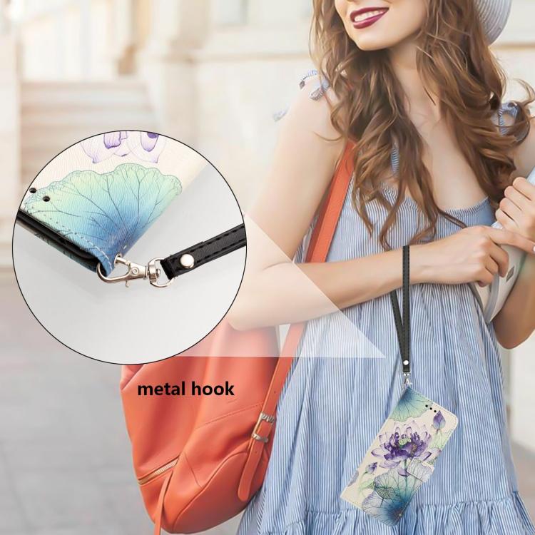 For Xiaomi 17 Pro Painted Pattern Vegan Leather Phone Case with Strap(Purple Lotus) - Image 5